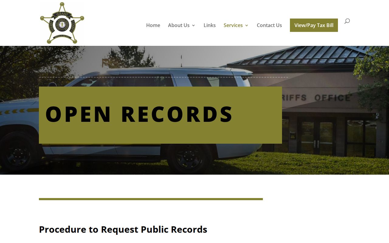 Grant County Sheriff arrest records request policy