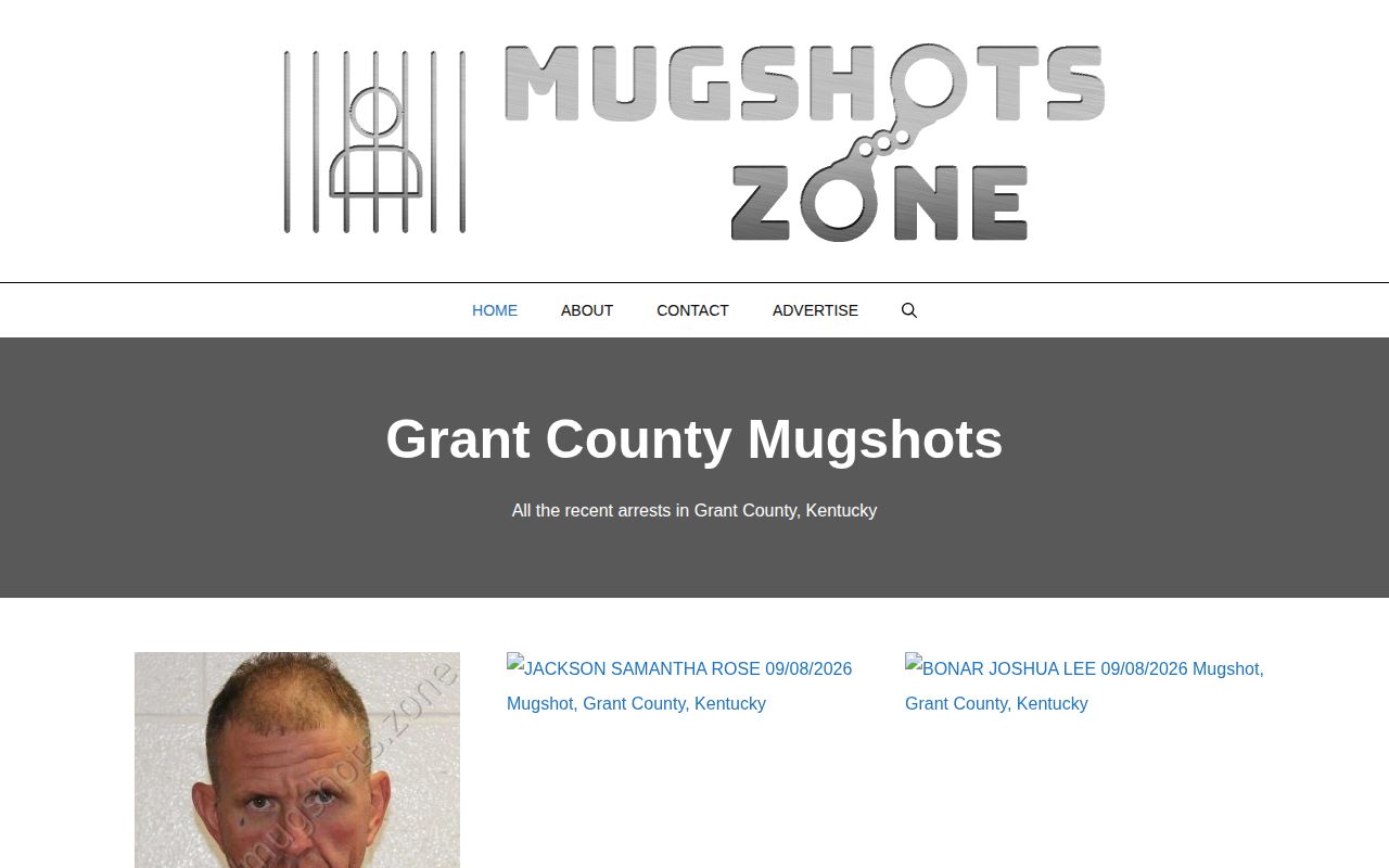 Unofficial Grant County Mugshots Zone dated archive page